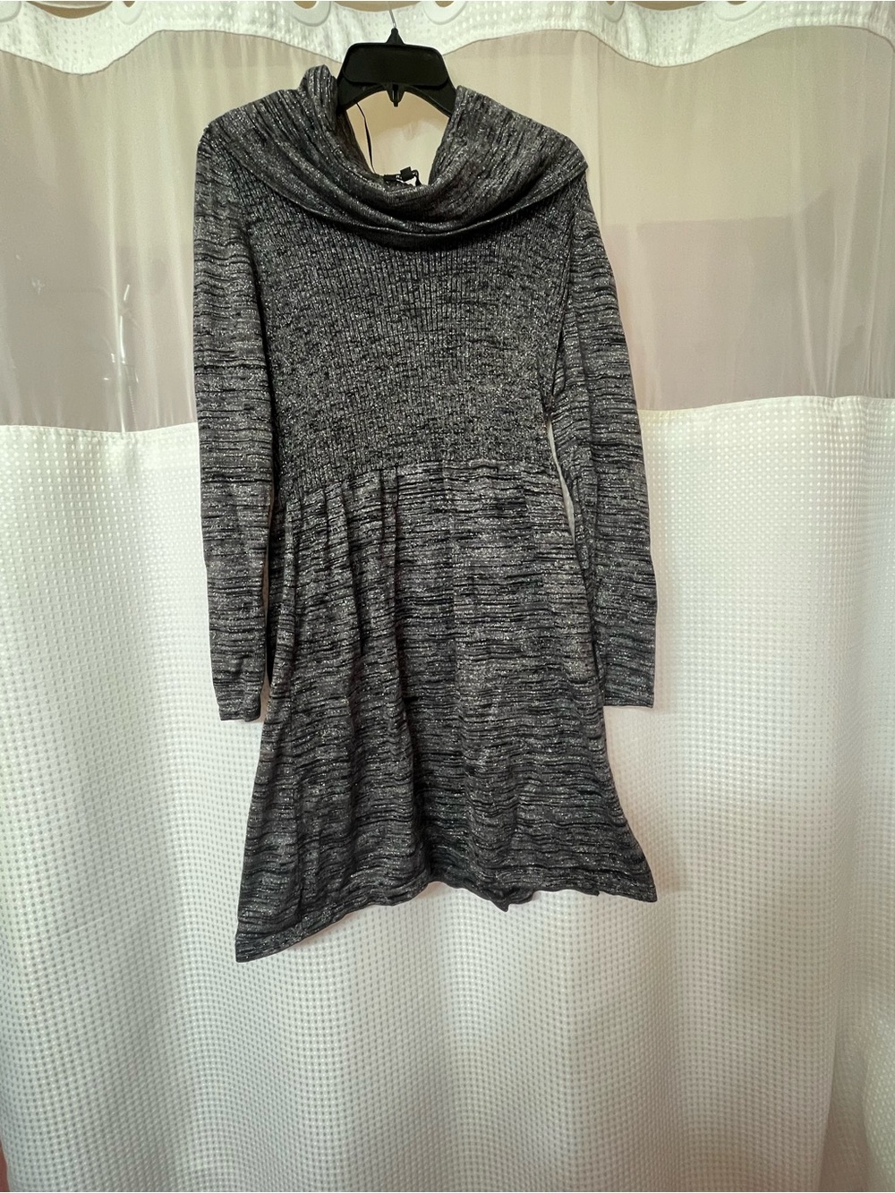 Relativity Heathered Gray Cowl Neck Long Sleeve Dress